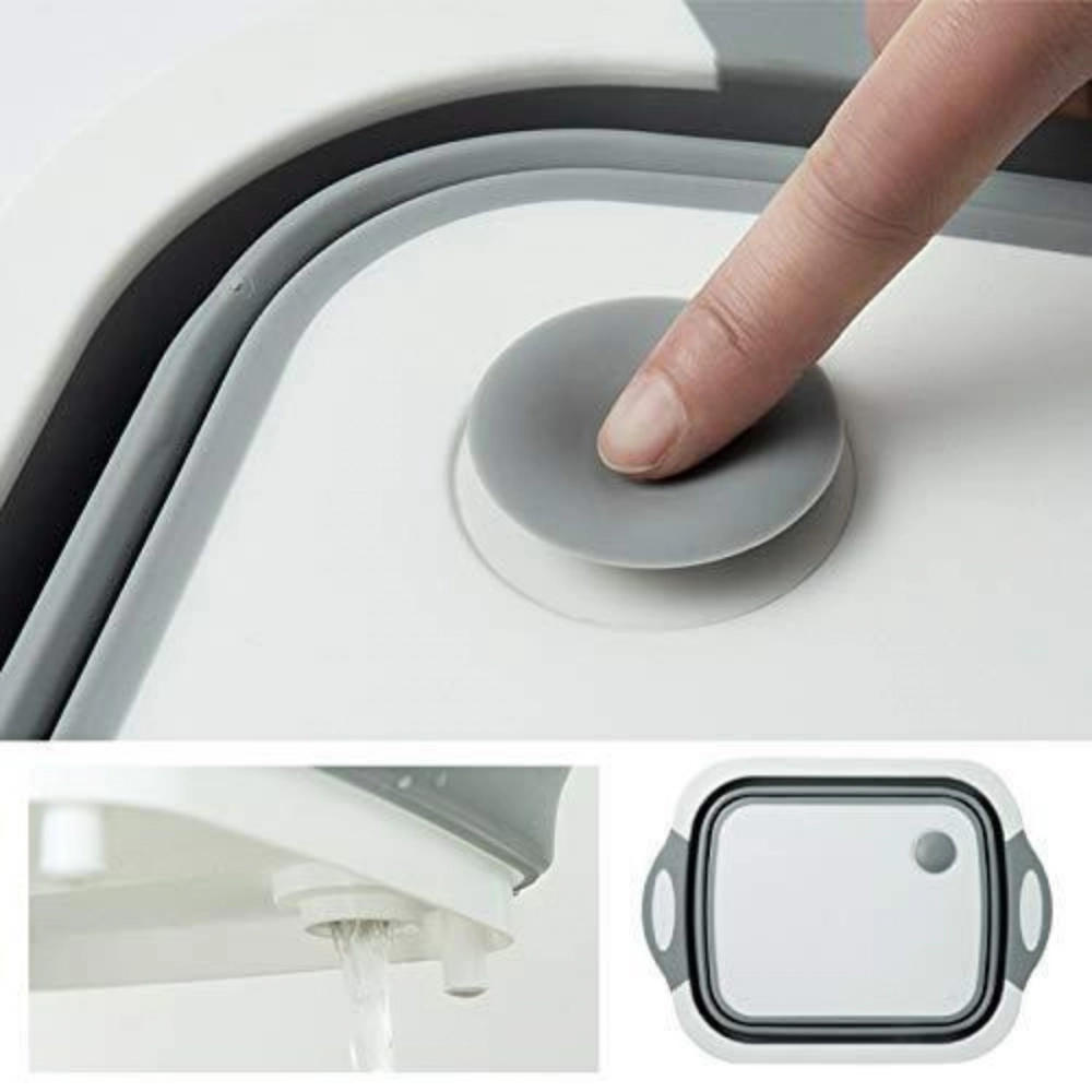 Foldable Chopping Board, Dish Rack, Washing Bowl and Draining Basket, 3in1 Multi Function - Image 3