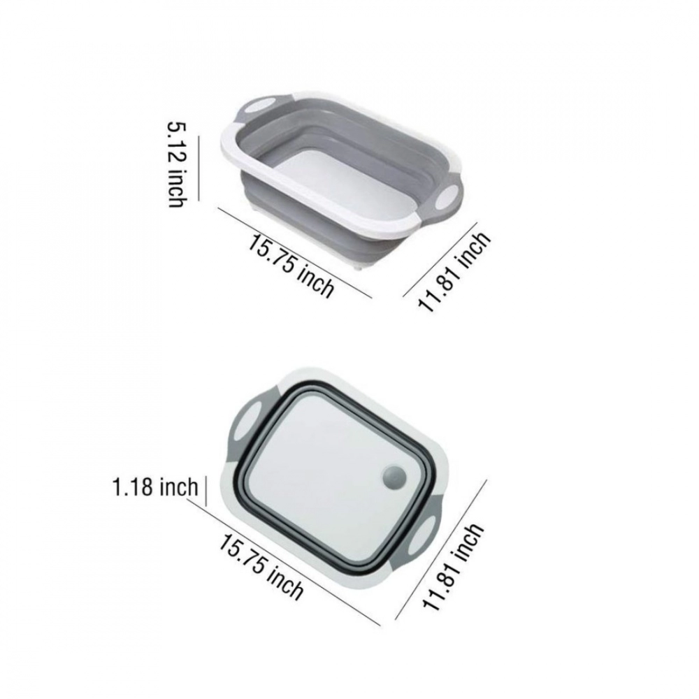 Foldable Chopping Board, Dish Rack, Washing Bowl and Draining Basket, 3in1 Multi Function - Image 2