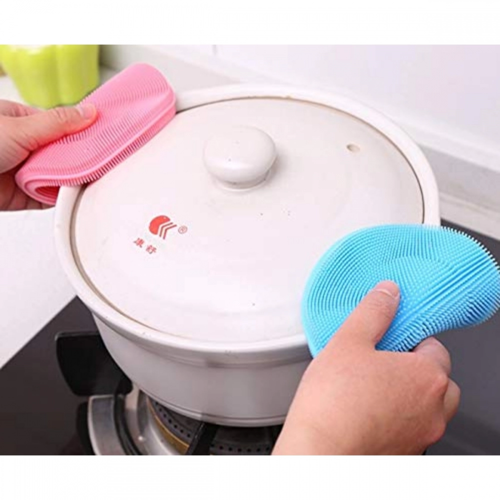 Pack of 5_Home Cleaning Sponge Silicone Scrubber (Color: Assorted) - Image 5
