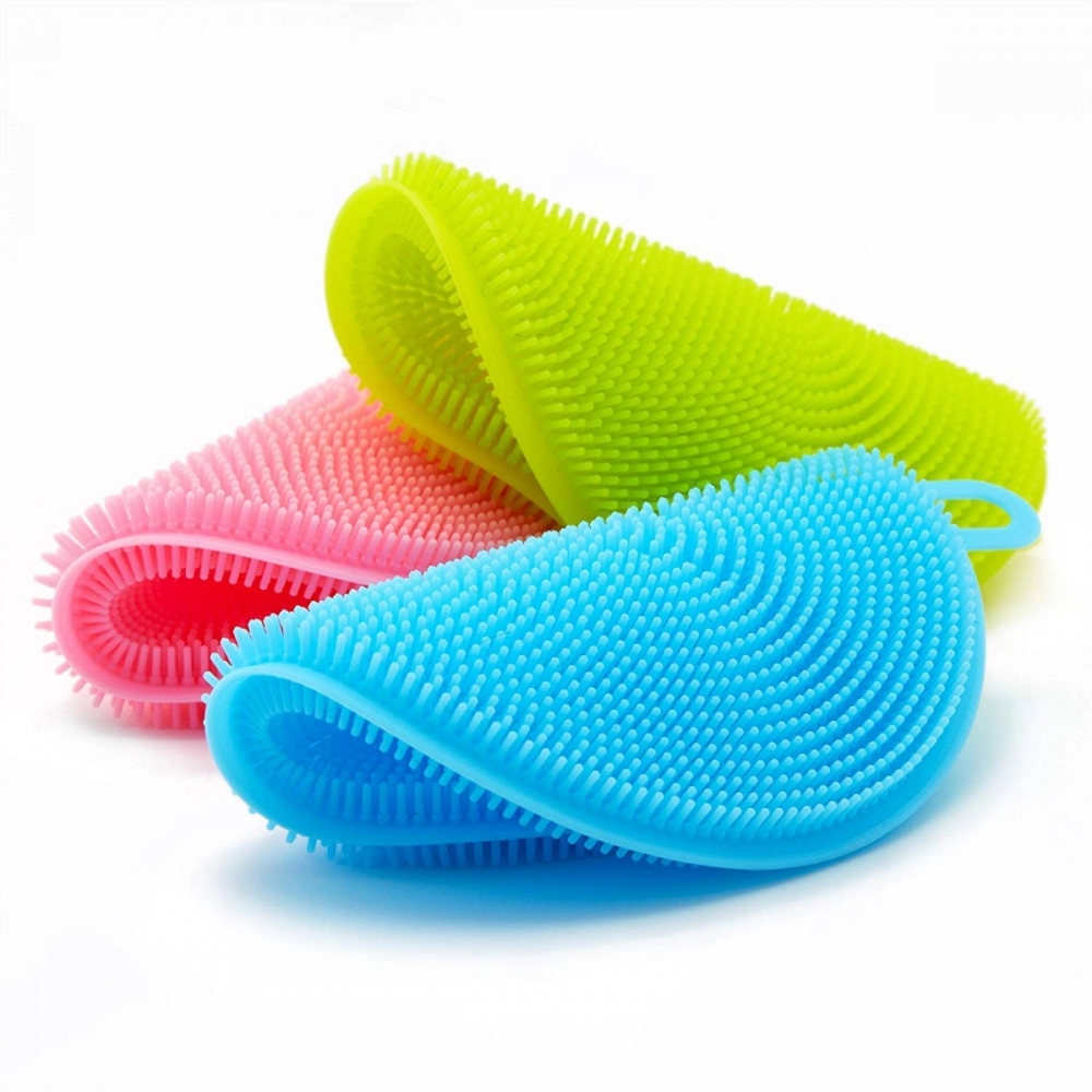Pack of 5_Home Cleaning Sponge Silicone Scrubber (Color: Assorted) - Image 6