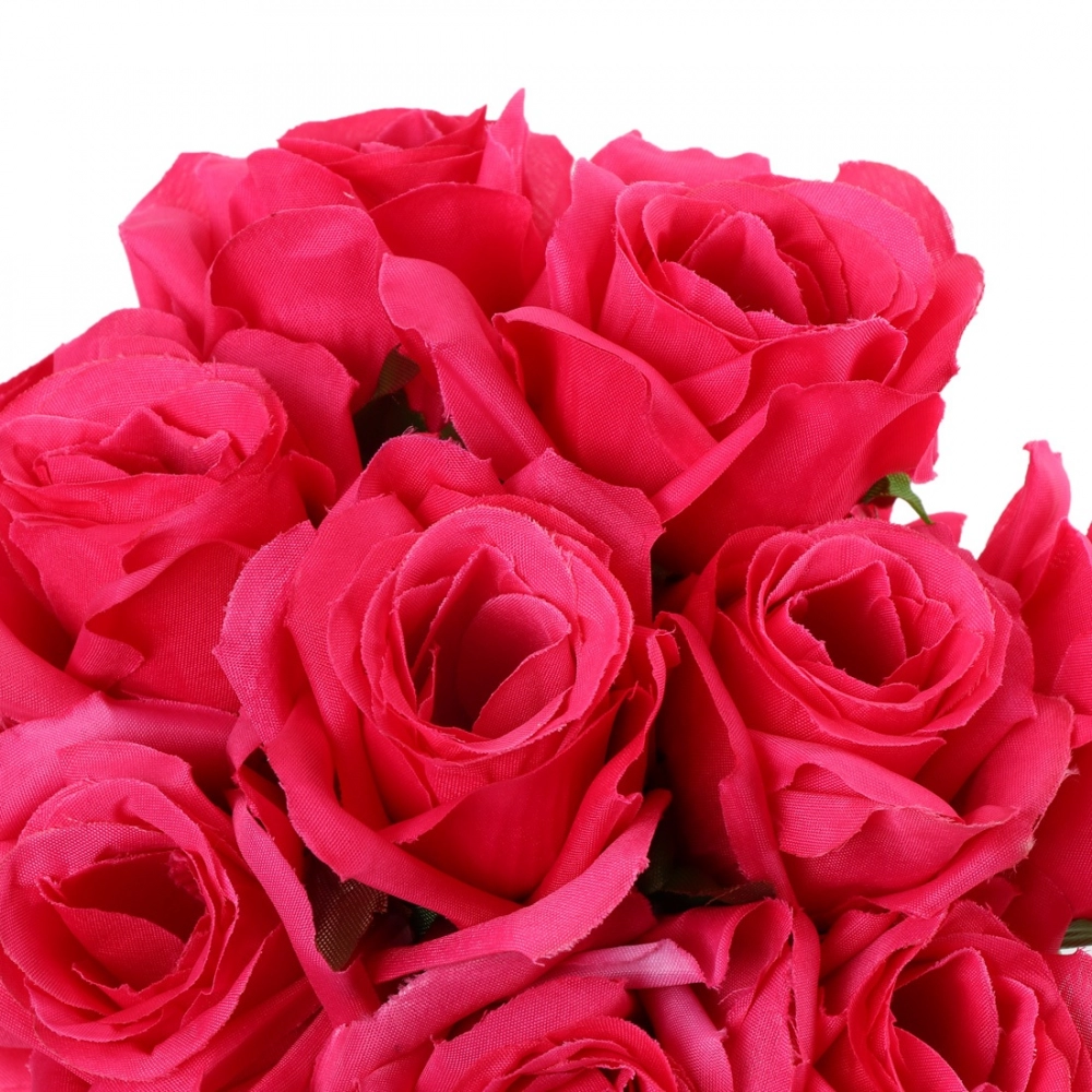Silk Polyester Artificial Rose Flowers Bunch Bouquet Of 12 Roses For Home Decoration (Color: Pink,Length: 17 Inches) - Image 3