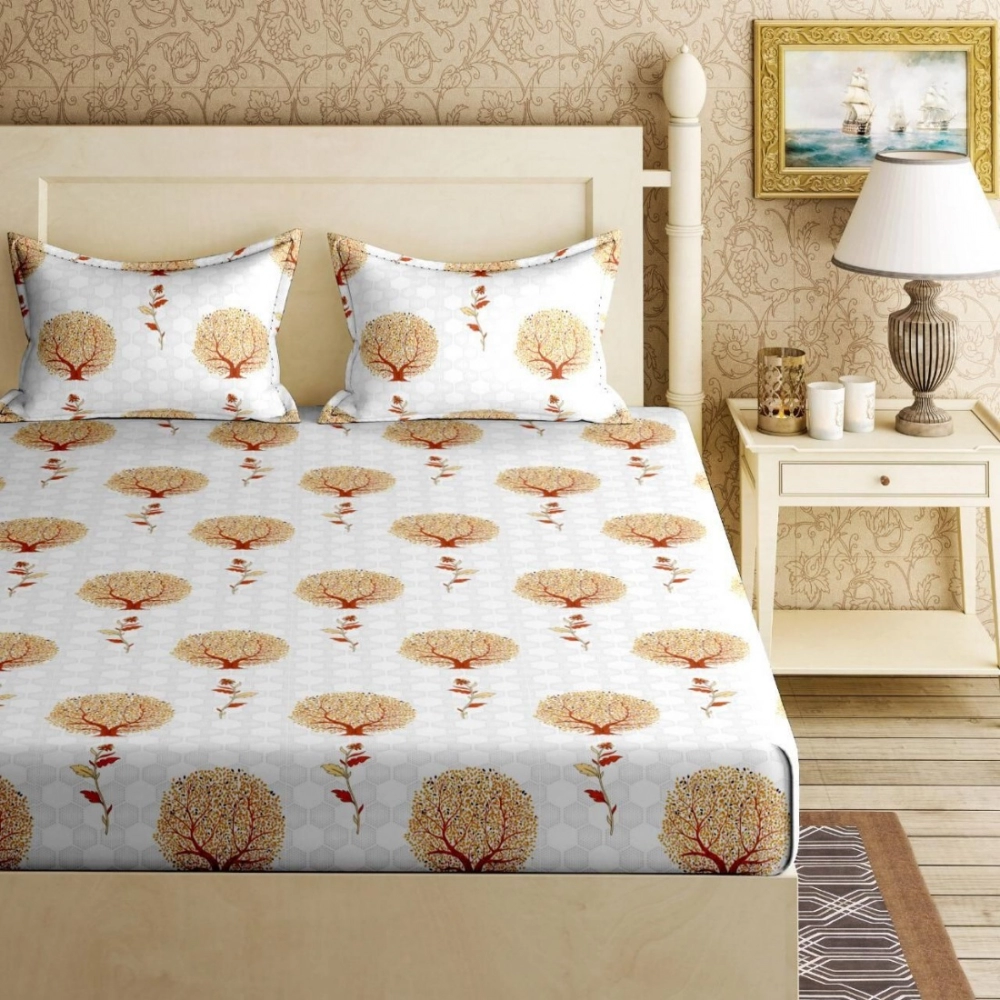 Cotton Double Bed Sheet King Size 228X254Cm with 2 Pillow Covers (Color: Multi Color, Material: Cotton) - Image 2