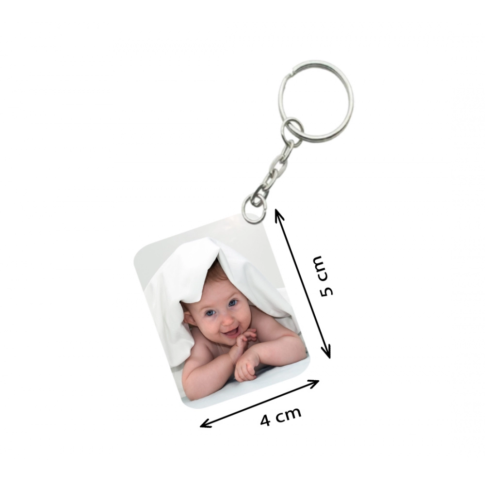 Pack Of 3_ Baby With Smile One Side Printed Rectangle Designer Keychain (White) - Image 2