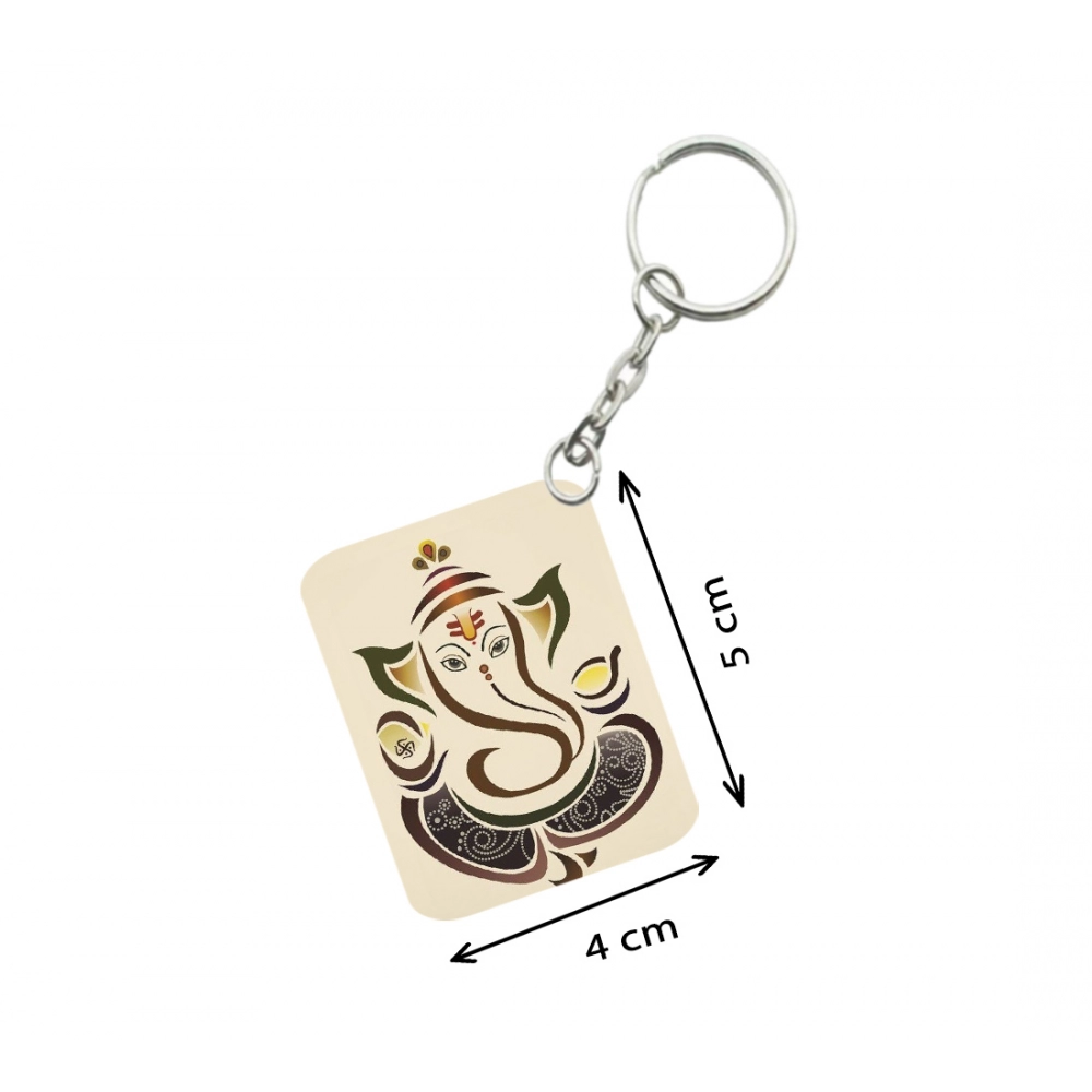 Pack Of 3_ Ganesha One Side Printed Rectangle Designer Keychain (Sandal) - Image 2
