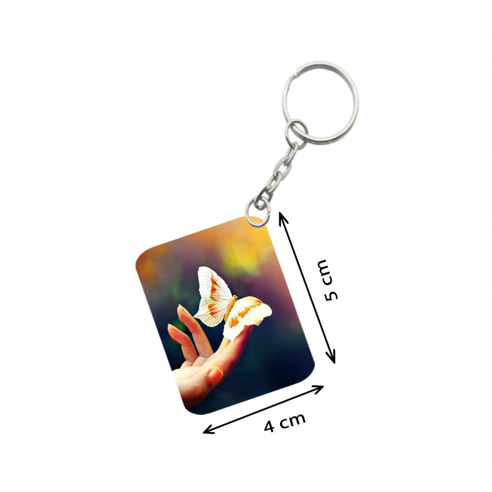 Pack Of 3_ Flying Butterfly One Side Printed Rectangle Designer Keychain (Sandal) - Image 2